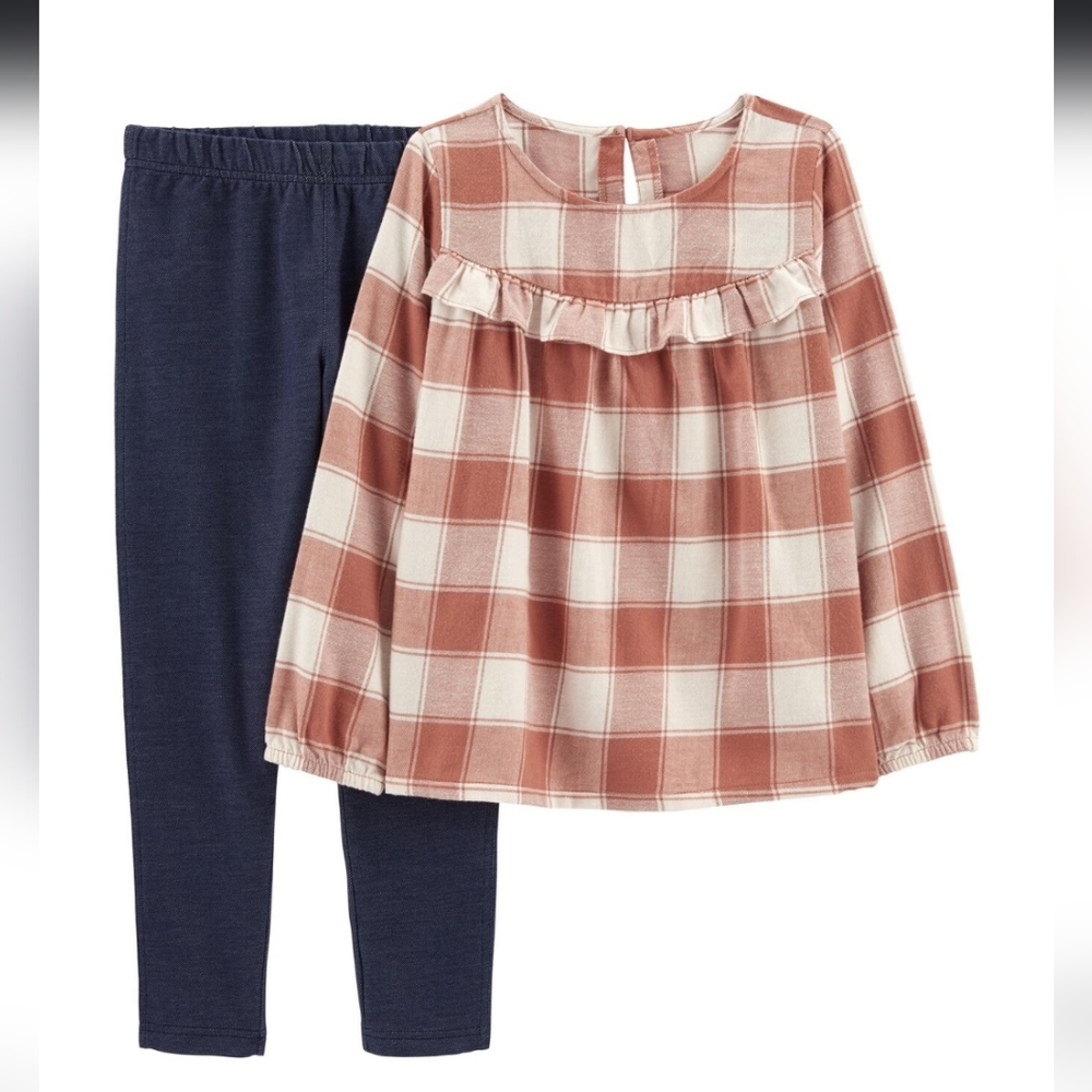 Kid 2-Piece Plaid Flannel Top & Legging Set